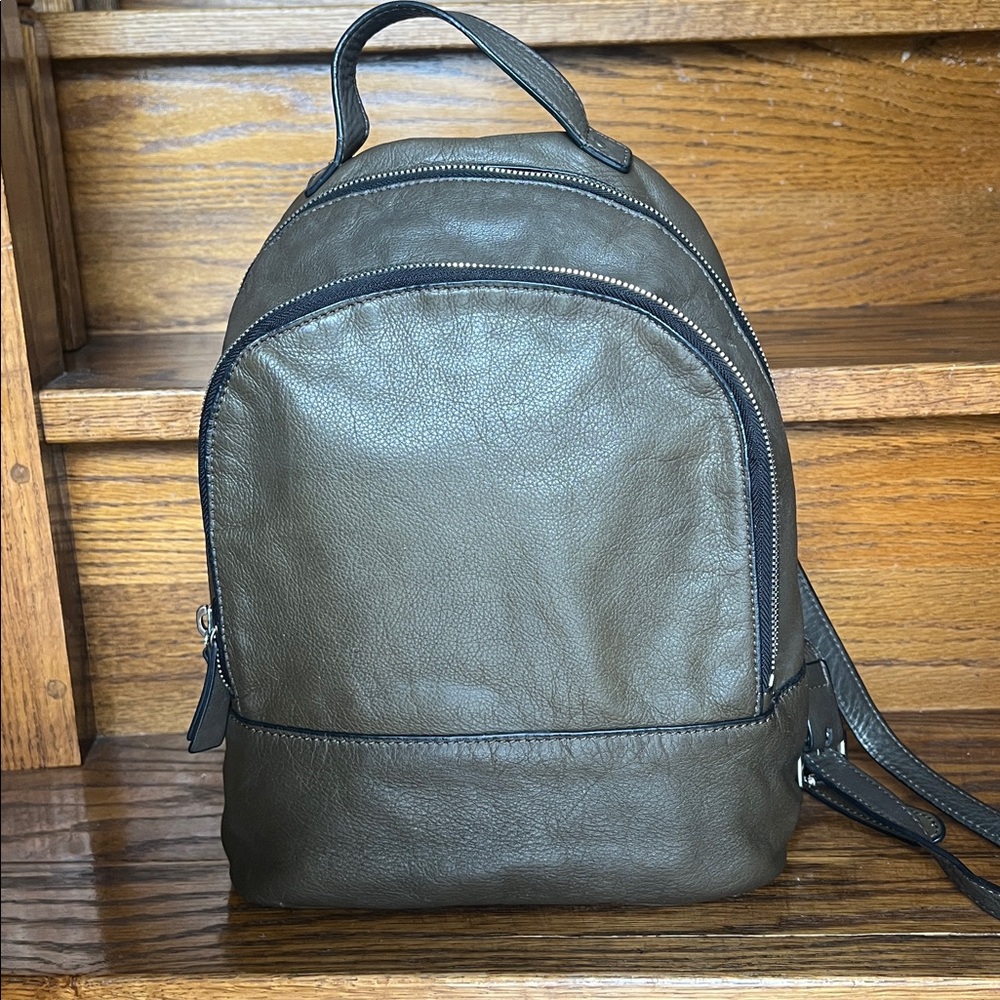 MARGO leather backpack purse, olive green